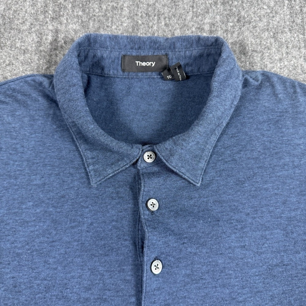 Theory Men's XL Blue Cotton Polo Shirt Short Sleeve